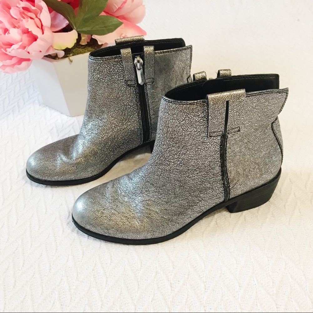 Sam Edelman "James" Silver Metallic Ankle Booties - Picture 2 of 8